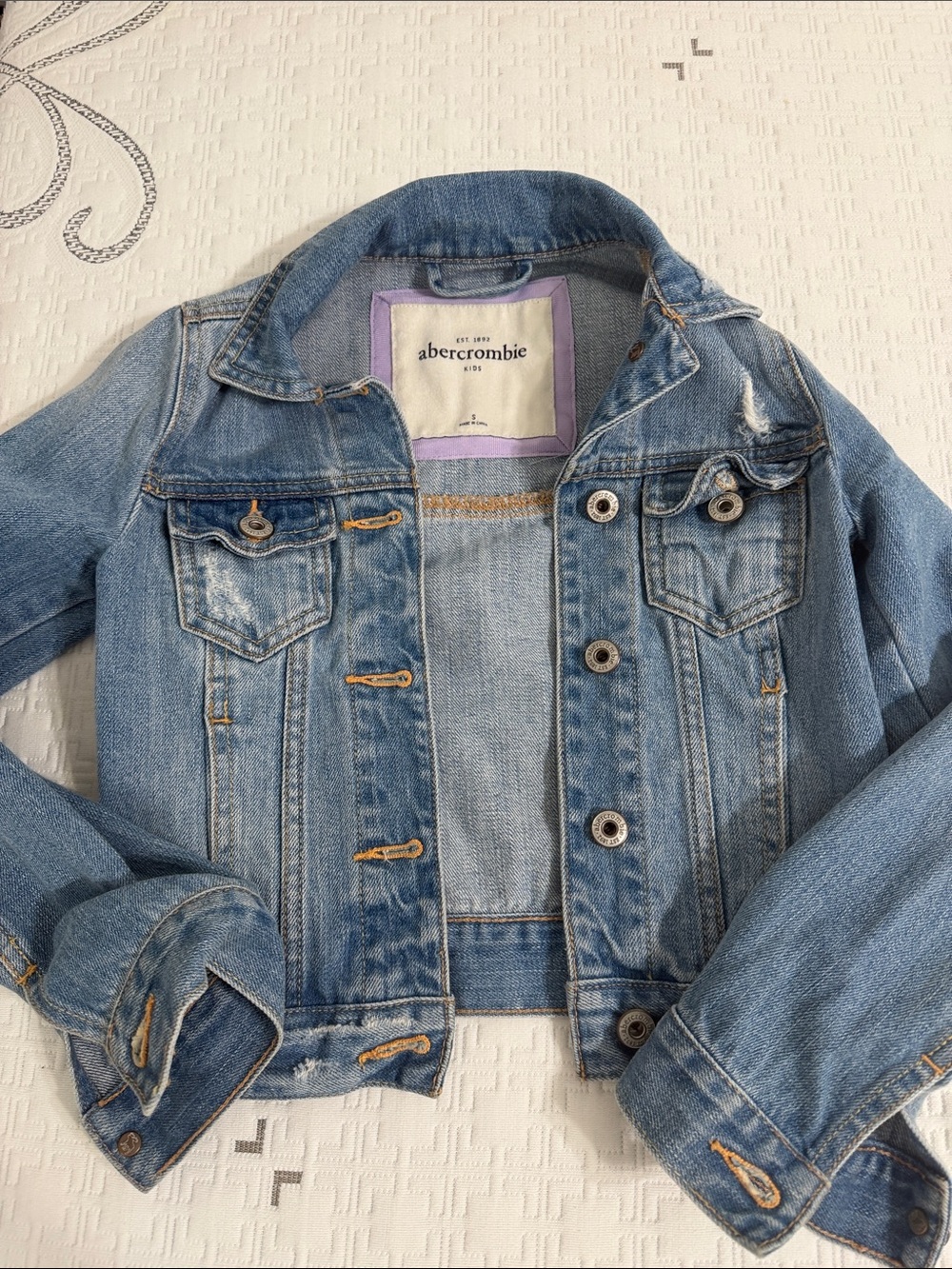 Abercrombie & Fitch Girls' Faded Blue Denim Jacket
